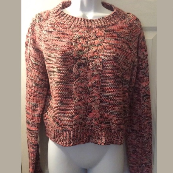 STARING AT STARS Cable Knit Sweater Crop Knit Pink urban Outfitters Pullover - Picture 2 of 7